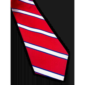 Liberty of London Tie Necktie Red Blue White Diagonal Repp Stripe Preppy Silk